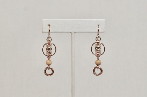 Byzantine Circles Earrings in Rose Gold and Silver Enameled Copper